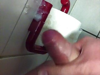 Kronisk Masturbator Jerking på en offentlig toilet papir