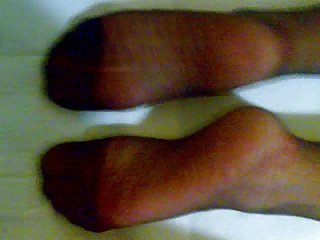 Sperma auf Nylon Füße