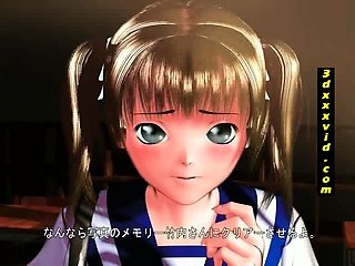 Timide 3D ​​Anime écolière Voir seins